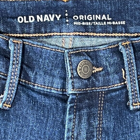Old Navy Mid Rise Straight Leg Jeans Women’s 00 Dark Wash Denim Pants - Picture 3 of 4